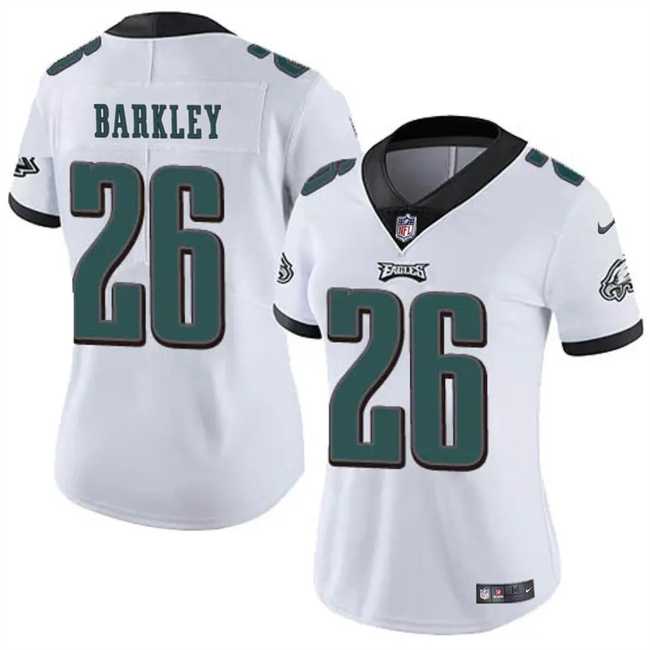 Womens Philadelphia Eagles #26 Saquon Barkley White Vapor Untouchable Limited Football Stitched Jersey Dzhi->women nfl jersey->Women Jersey